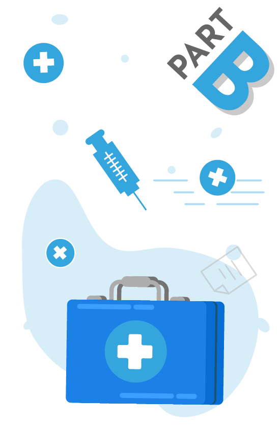 Part-B vector illustration of medicine box and syringe